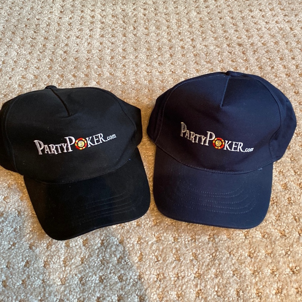 Party Poker hats x2 blue black